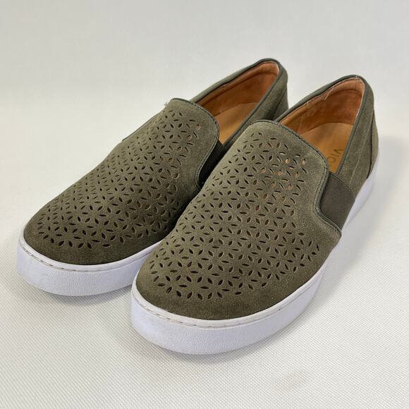 Vionic Kani Sneaker Loafer Suede Perforated Slip On Shoe Olive Green Sz 9 Womens - Picture 2 of 8